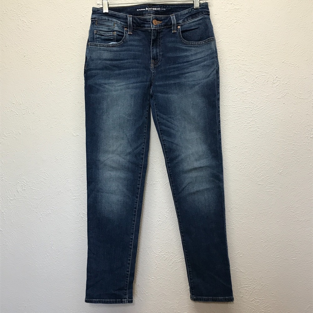 Chico's Platinum Boyfriend Jeans Womens 00 Regular Blue Stretch Slim Denim XS